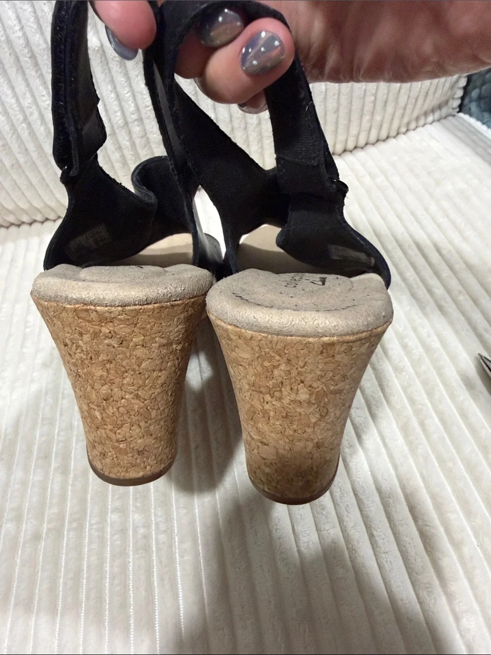 Clarks black wedge